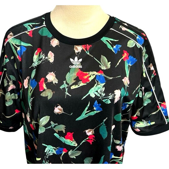 Adidas Womens Bellista Floral Tee Short Sleeves Oversized Shirt Dress  S - Picture 4 of 10